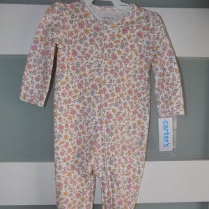 Carter's Floral Fall LS 2 Way Zipper Footie Size 6 Months Girl's New